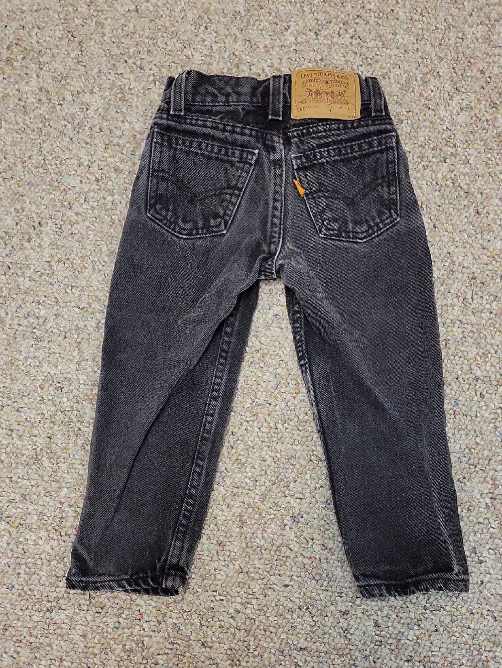 Levi's Black Washed 550 Relax Fit Kids Jeans Orange Tag 4 Slim USA vintage